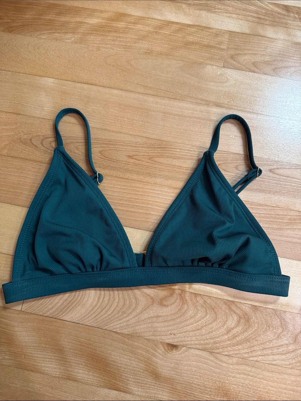 Hollister Forest Green Ribbed Triangle Bikini Top Size XS